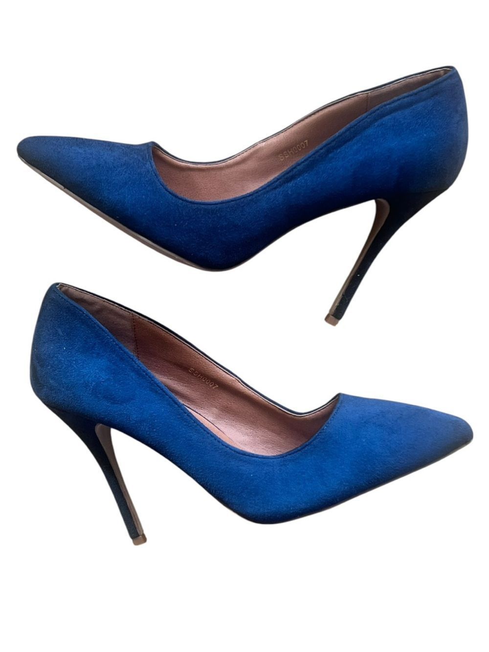 Ollio Royal Blue Suede Pointed Toe Stiletto Pumps Elegant Career Wedding Heels 9